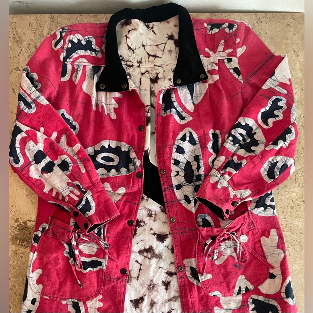 Reversible Batik Tie Dye Snap Button Front Pocket… - image 6